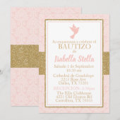 Bautizo Spain Baptism Pink Gold Dove Kaart (Voorkant / Achterkant)