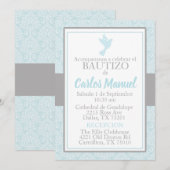 Bautizo Spanish Baptism Blue Silver Dove Kaart (Voorkant / Achterkant)