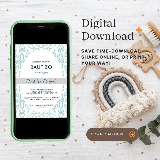 Bautizo Toile de Jouy Nino Nina Doop in het Spaans Kaart