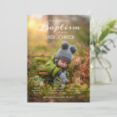 Bautizo Uitnodiging Baby Boy Elegante Foto Doop (Staand voorkant)