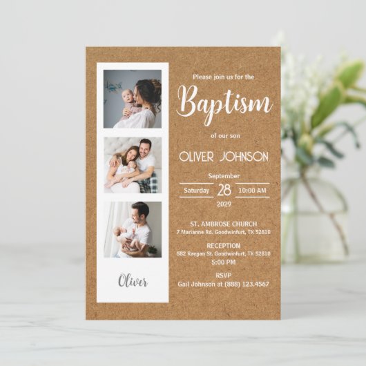 Bautizo Uitnodiging Baby Jongen of Meisje Fotodoop (Staand voorkant)