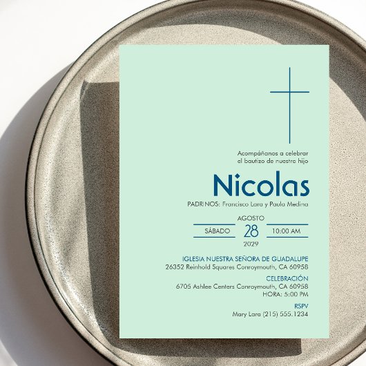 Bautizo uitnodiging Elegant minimalistisch doopsel