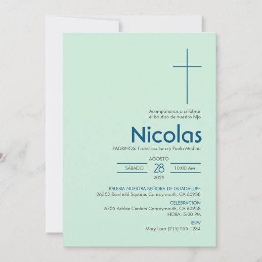 Bautizo uitnodiging Elegant minimalistisch doopsel (Voorkant)