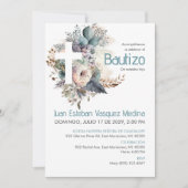 Bautizo Uitnodiging Elegante Witte Bloemen Doop (Voorkant)