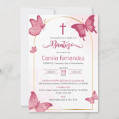 Bautizo Uitnodiging in Spaanse doop Vlinders (Voorkant)