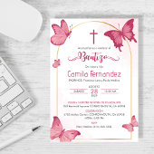Bautizo Uitnodiging in Spaanse doop Vlinders