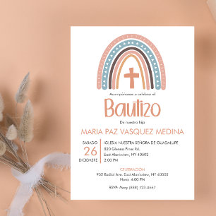 Bautizo Uitnodiging Katholieke Pastel Regenboog Do