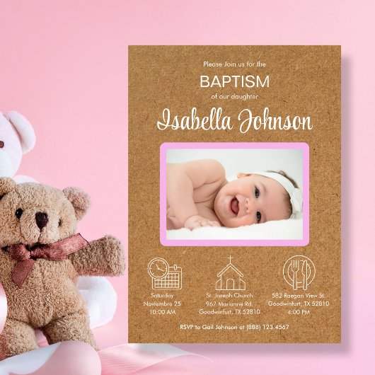 Bautizo Uitnodiging met Baby Girl's Photo Baptism