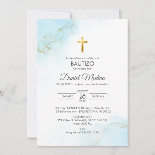 Bautizo uitnodiging minimalistische religieuze doo (Voorkant)