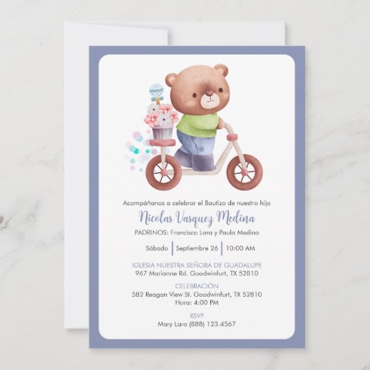 Bautizo Uitnodiging voor Jongens Vrolijke Doop (Voorkant)