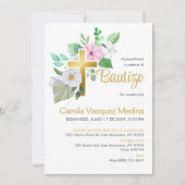 Bautizo Uitnodiging Witte Bloemen Elegante Doop (Voorkant)