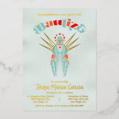 Bautizo Virgen de Guadalupe Baptism Moeder Mary Folie Uitnodiging (Voorkant)