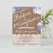 Bautizo y 1er cumple, Latino Baptism Birthday Kaart (Staand voorkant)