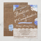 Bautizo y 1er cumple, Latino Baptism Birthday Kaart (Voorkant / Achterkant)