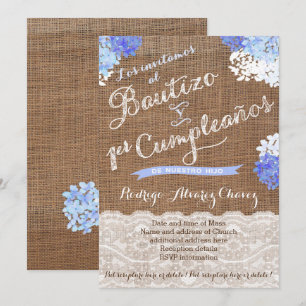 Bautizo y 1er cumple, Latino Baptism Birthday Kaart