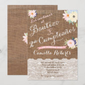 Bautizo y 2do cumpleaños, segundo cumple bautismo kaart (Voorkant / Achterkant)