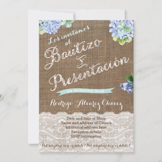 Bautizo y presentación, Bautismo, niño Kaart (Voorkant)