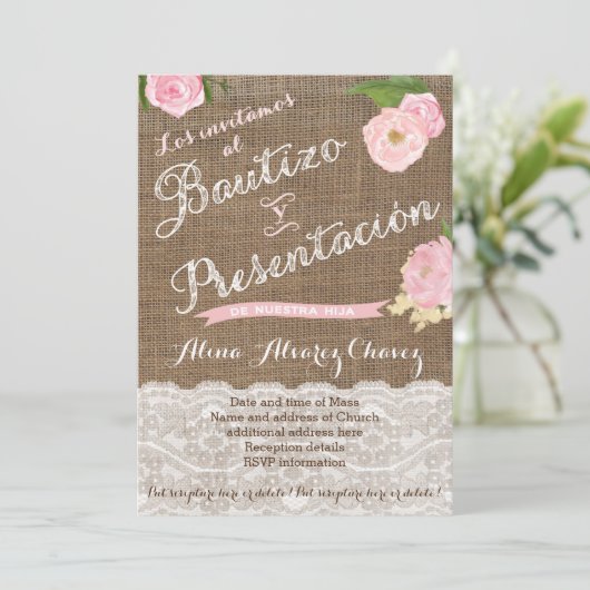 Bautizo y Presentación de Tres años Spaans Kaart (Staand voorkant)