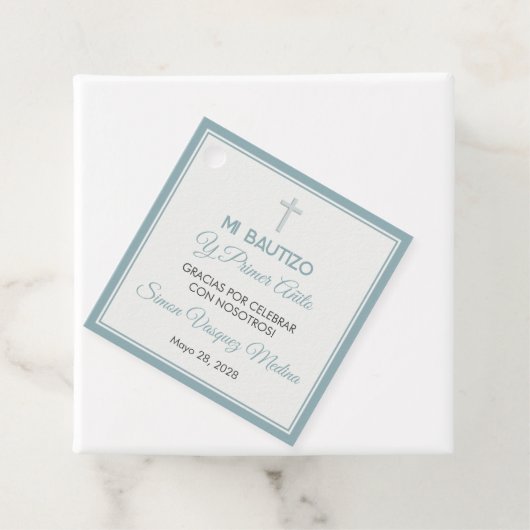 Bautizo y Primer Añito Doop en Eerste Verjaardag Bedankjes Labels (In situ)