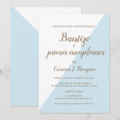 Bautizo y primer cumpleaños Baptism spanish Blue Kaart (Voorkant / Achterkant)