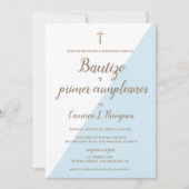 Bautizo y primer cumpleaños Baptism spanish Blue Kaart (Voorkant)