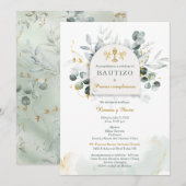 Bautizo y Primer Cumpleanos de Mellizos Kaart (Voorkant / Achterkant)