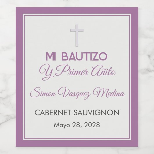 Bautizo y Primer Cumpleaños Doop eerste verjaardag Wijn Etiket (Enkel label)