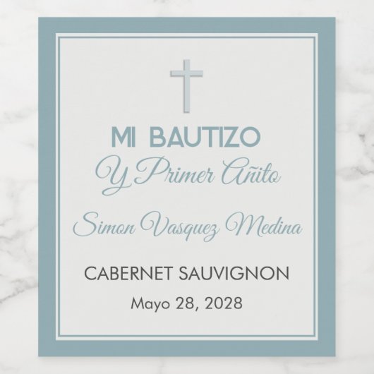 Bautizo y Primer Cumpleaños Doop eerste verjaardag Wijn Etiket (Enkel label)