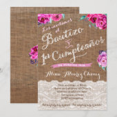 Bautizo y primer cumpleaños, invitación castellano kaart (Voorkant / Achterkant)