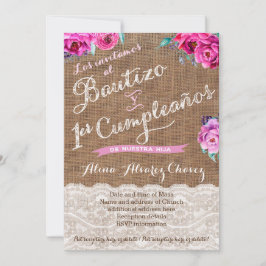 Bautizo y primer cumpleaños, invitación castellano kaart