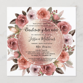 Bautizo y Tres Años Blush Floral Roos Gold Glitter Kaart