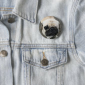 Bauwk ... Pug Hond ... Thailand Ronde Button 5,7 Cm (In situ)