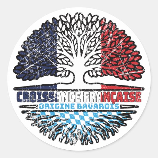 Bavaria Bavarian French Tree Roots Flag Ronde Sticker (Voorkant)
