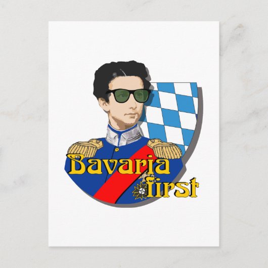 Bavaria First König Ludwig II mit Brille  Briefkaart (Voorkant)