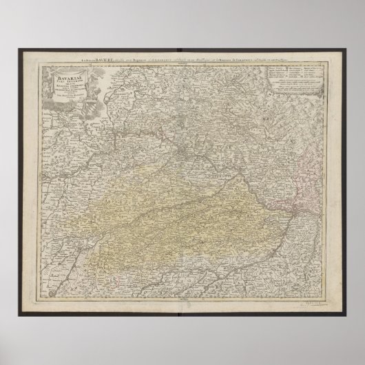 Bavaria Map, Germany Poster, Historical Map 1712 Poster (Voorkant)