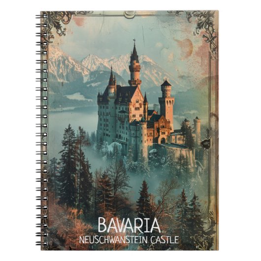Bavaria Neuschwanstein Castle Vintage Notitieboek (Voorkant)