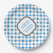Bavaria patroon harten blauw wit papieren bordje (Voorkant)