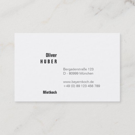 Bavaria Professional: duitse grootte Visitekaartje (Achterkant)