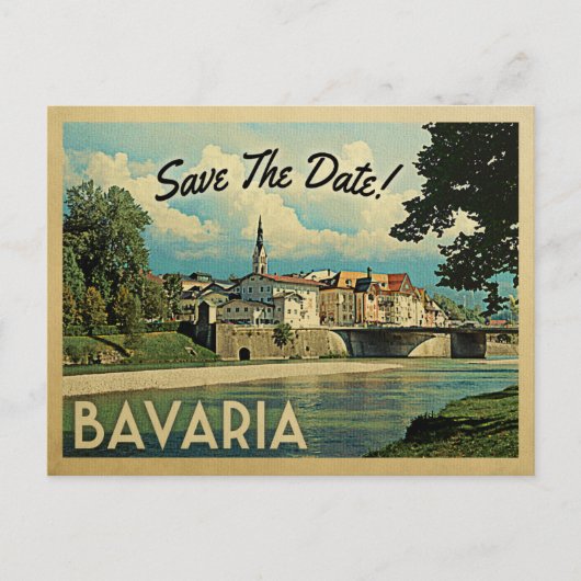 Bavaria Save the Date Germany Bad Tolz Isar River Aankondigingskaart (Voorkant)