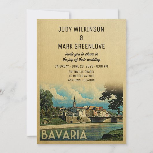 Bavaria Wedding Invitation Germany Bad Tolz Isar Kaart (Voorkant)