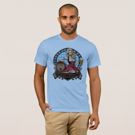 Bavarian Festivals blondes Dirndl mit Prost Cheers T-shirt (Voorkant volledig)