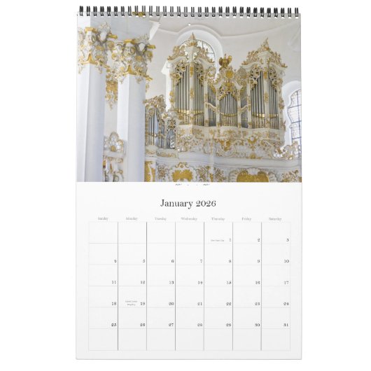 Bavarian organ calendar kalender (Jan 2026)
