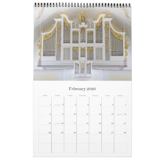 Bavarian organ calendar kalender (Feb 2026)