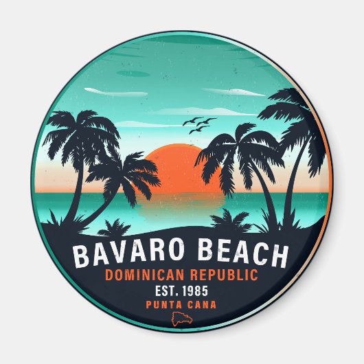 Bavaro Beach Dominicaanse Retro Sunset Souvenir 60 Magneet (Voorkant)