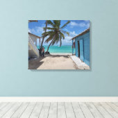 BAVARO BEACH PUNTA CANA #1 OP CANVAS 20 "x 16" Afdruk (Insitu (Houten vloer))