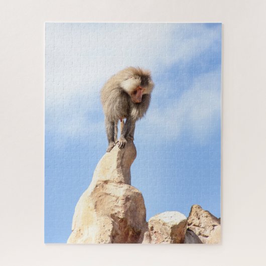 Baviaan aap boven op een berg legpuzzel (Verticaal)