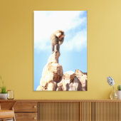 Baviaan aap op de top van een berg canvas afdruk (Insitu (Woonkamer))