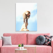 Baviaan aap op de top van een berg canvas afdruk (Insitu (Woonkamer))