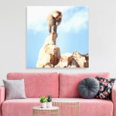 Baviaan aap op de top van een berg canvas afdruk (Insitu (Woonkamer))