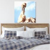 Baviaan aap op de top van een berg canvas afdruk (Insitu (Slaapkamer))